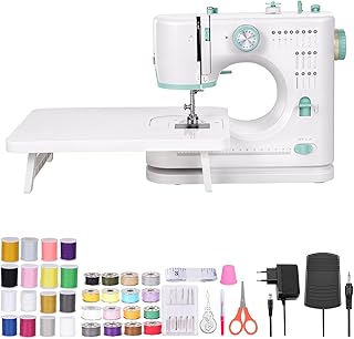 Nähmaschine Anfänger Mini-Nähmaschine mit 16 Stichmustern, 42-teiligem Zubehör, Fußpedal, Doppelfaden-System – Leicht & Tragbar, Perfekt für DIY, Kinder & Erwachsene
