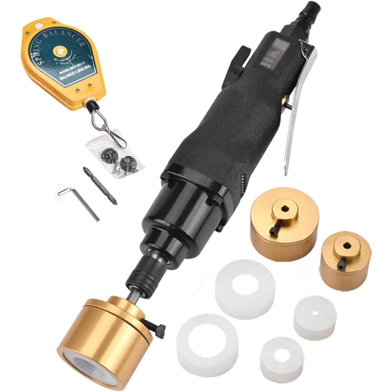 FHRKA Pneumatic Bottle Capper, Handheld Bottle Capping Sealing Machine, 11000RPM Adjustable Speed Automatic Bottle Capping Sealer