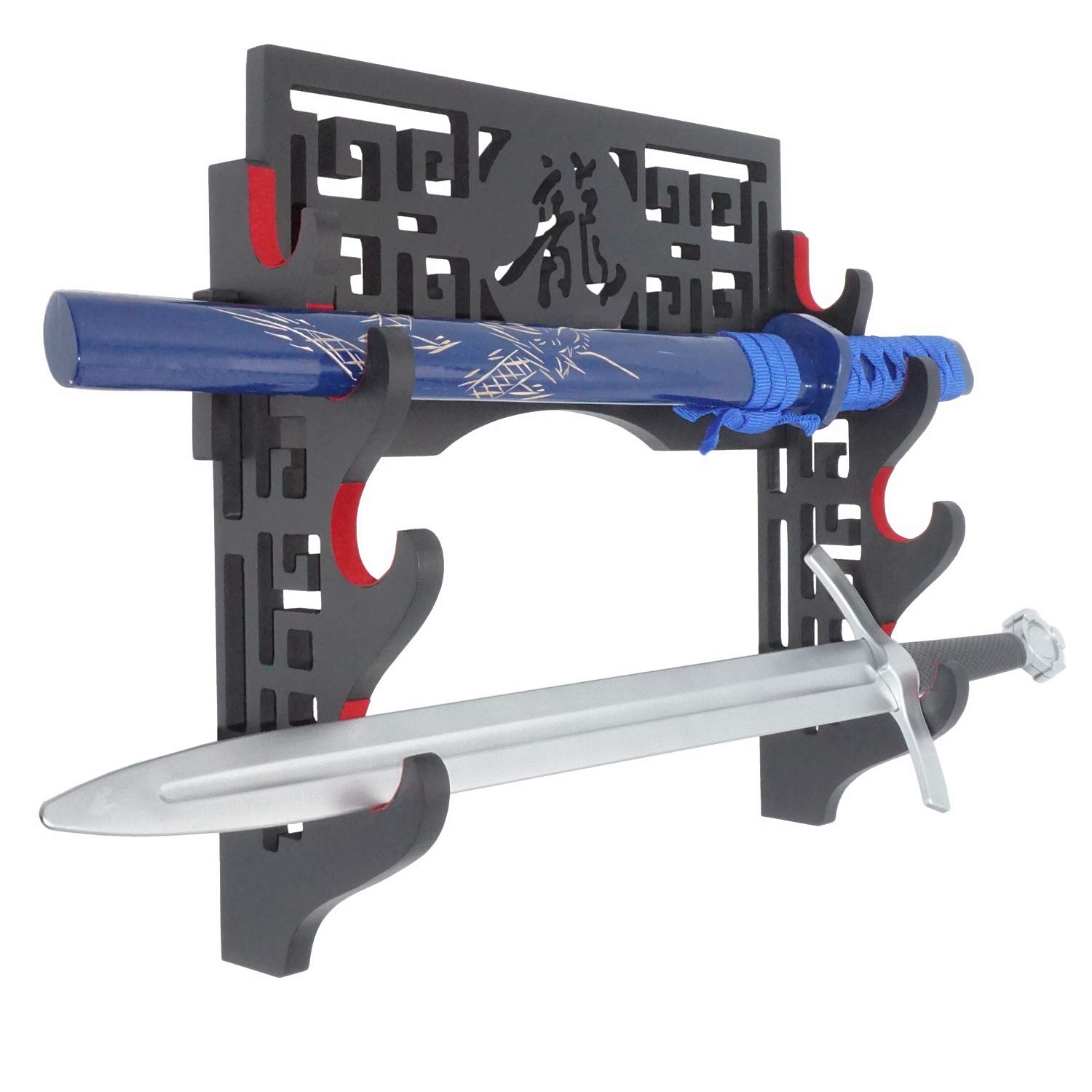 Moumou Velvet Protect Support Mural pour épée avec Bandes de Feutre pour Katana Wakizashi Genji et Samourai, 4 Tier Dragon