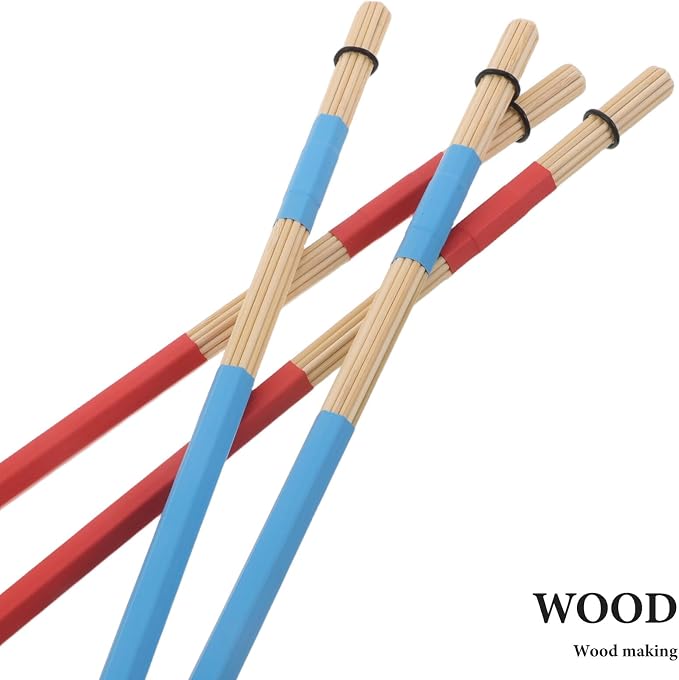 Set de 2 pares de escobillas y baquetas de madera para batería miniatura 3