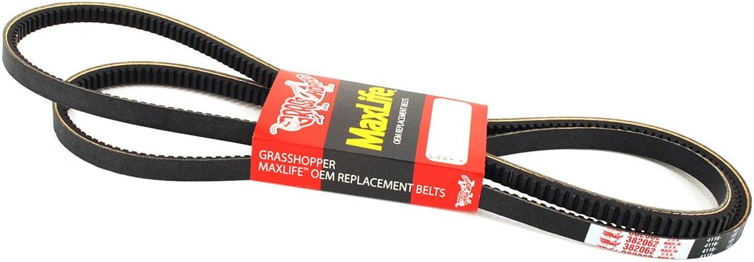 Grasshopper Lawn Mower MaxLife Belt, Designed to Specific Material, Dimensions, Shape, Construction and Pliability Standards That Ensure Superior Performance and Long Life, OEM Replacement Part 382062