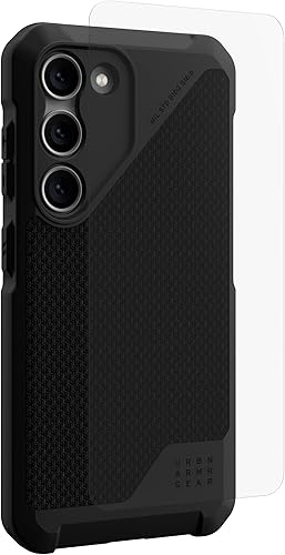 URBAN ARMOR GEAR UAG - Funda protectora de carga magnética diseñada para Samsung Galaxy S23, Metropolis LT Pro Kevlar negro + protector de pantalla