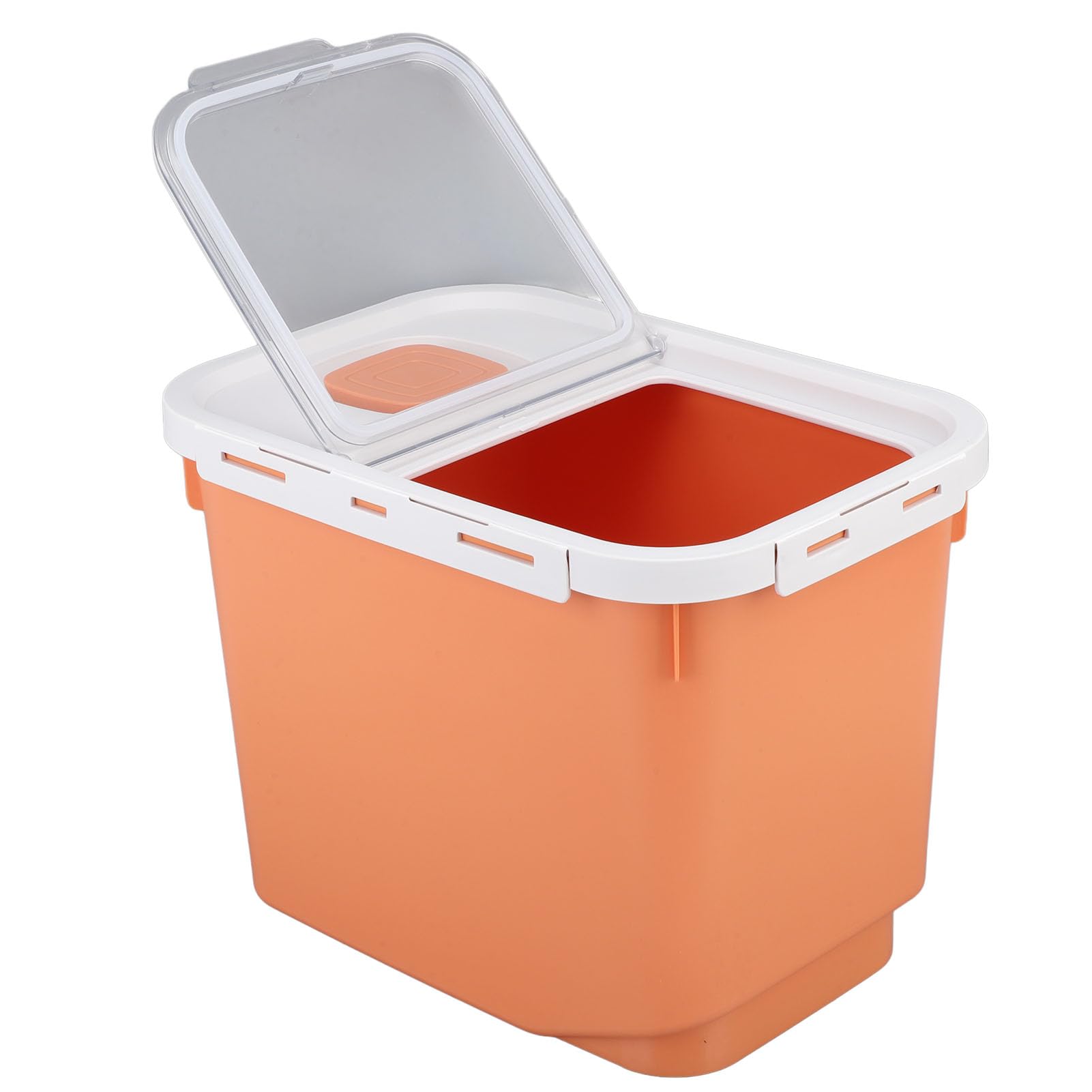 GOWENIC Contenitore per Riso Trasparente di Grande capacità con Ruote |Contenitore per Farina con Chiusura Ermetica da 22 Libbre, Durevole in PP per Uso Alimentare per l'organizzazione della (ORANGE)