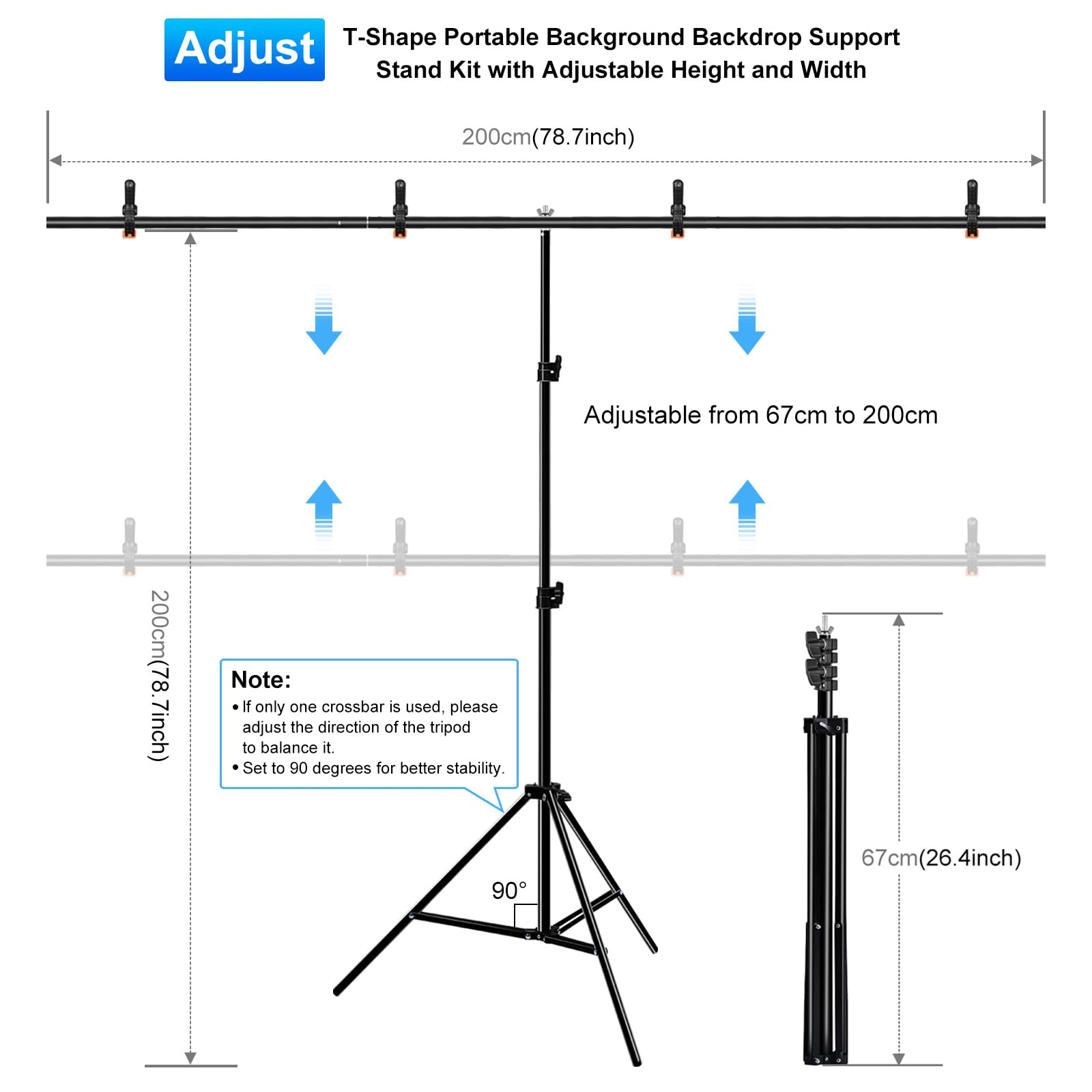 PULUZ Greenscreen - Sfondo fotografico con supporto, 2 x 2 m, 6,5 x 6,1,5 m, a forma di T, kit portatile per fotografia, con borsa da trasporto per giochi, studio fotografico, registrazione video