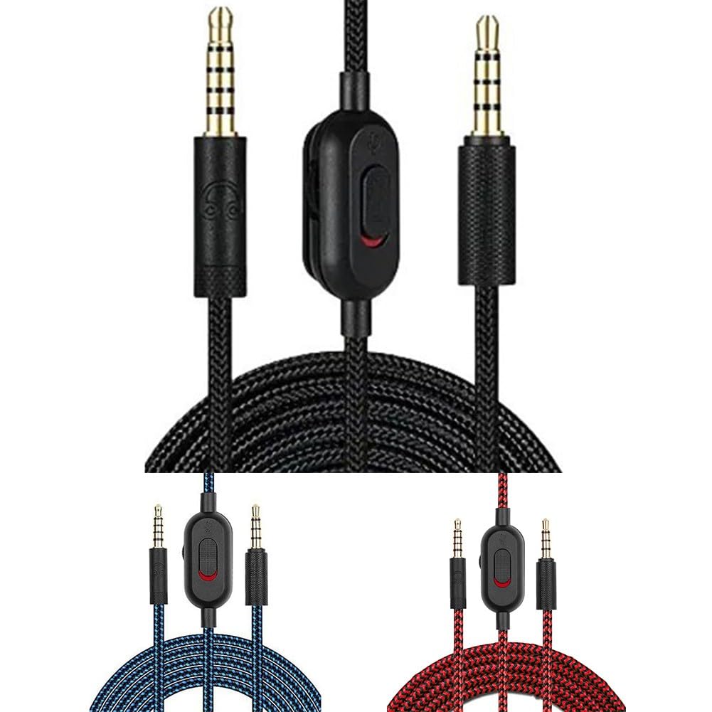 Câble auxiliaire de rechange pour casque Logitech G Pro X G233 G433 avec contrôle du volume et interrupteur muet, 2 m en nylon tressé