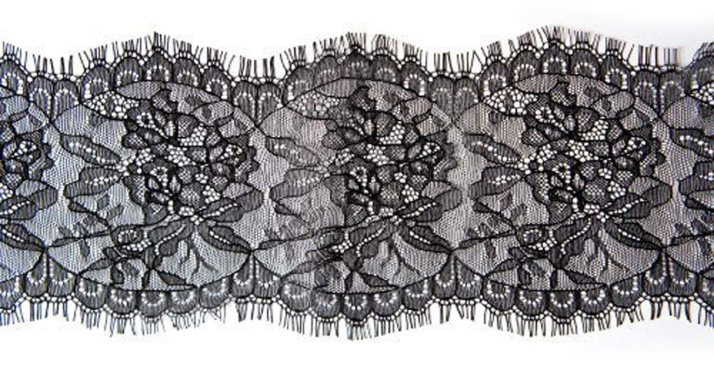 Dentelle corded Border Hand noire customisation vêtements et décoration salon