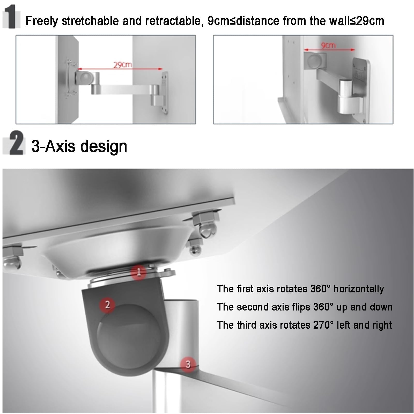 Soporte de pared resistente, soporte de aluminio con rotación de 360° y giro de 270°, soporta 10 kg para enrutadores WiFi, reproductores de DVD, decodificadores y equipos de oficina