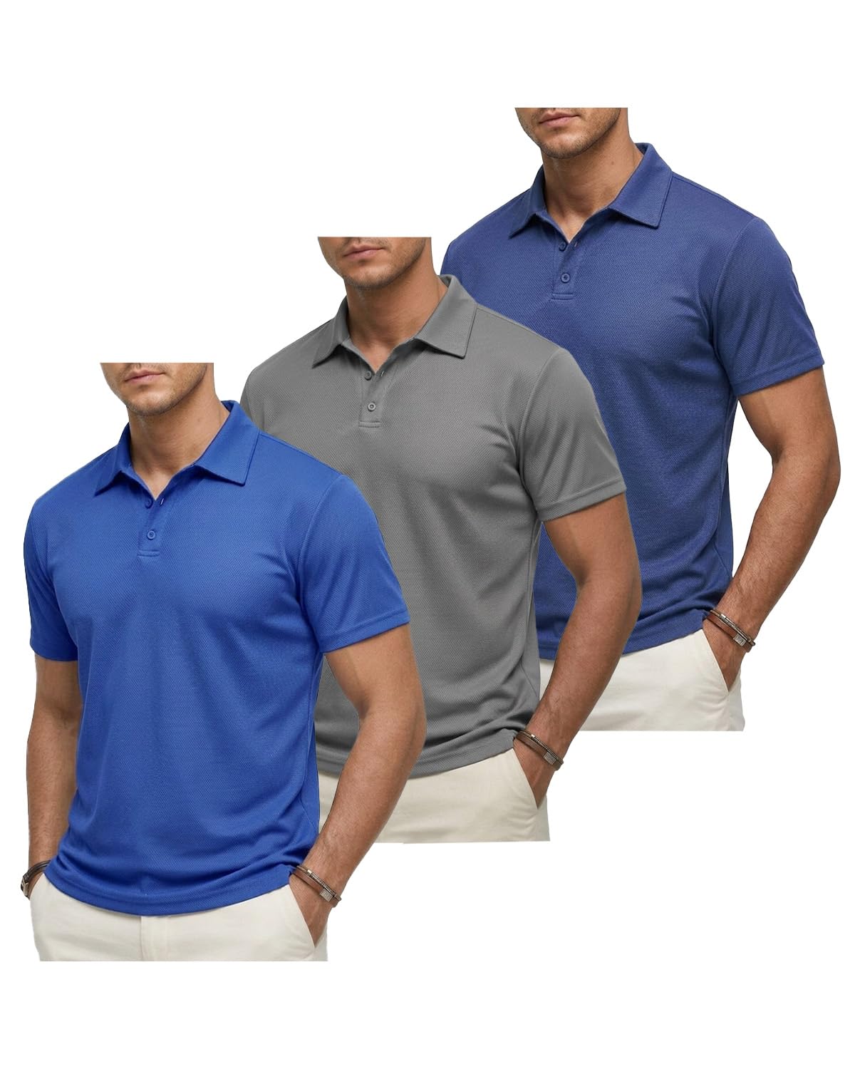 Liloak 3er Pack Poloshirt Herren Kurzarm Atmungsaktiv Golf Polohemden Polo T Shirts für Büro Freizeit Alltag