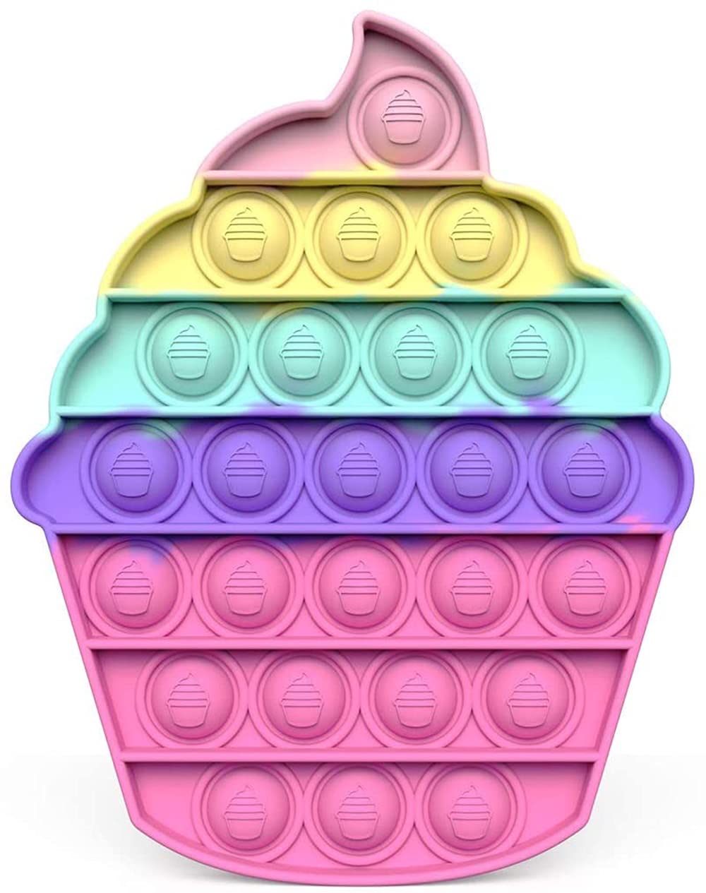 ELECDON Fidget Sensory Toys Stress Reliever Silicone Bubble Popper Soft Squeeze Toy Gifts for Adults Kids Women Desktop Game Toy for Autism Special Needs (Icecream Rainbow)