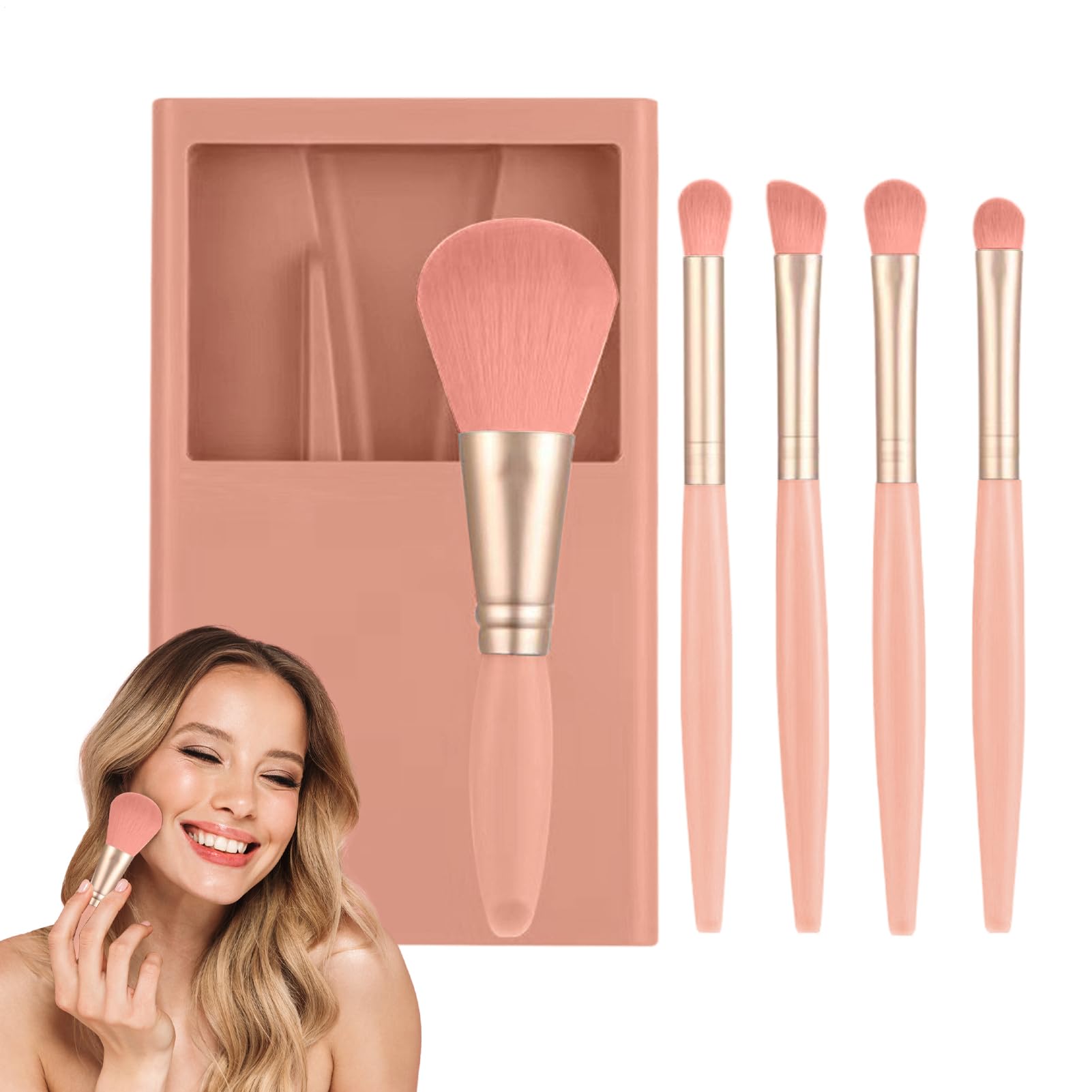 Easy to Clean Makeup Brush - Make Up Brushes Set, Makeup Brushes with Case and Mirror, Eyeshadow Blending with Protective Carry Case, Cosmetic Brush Kit, Eye Applicator for Face Contouring Blending