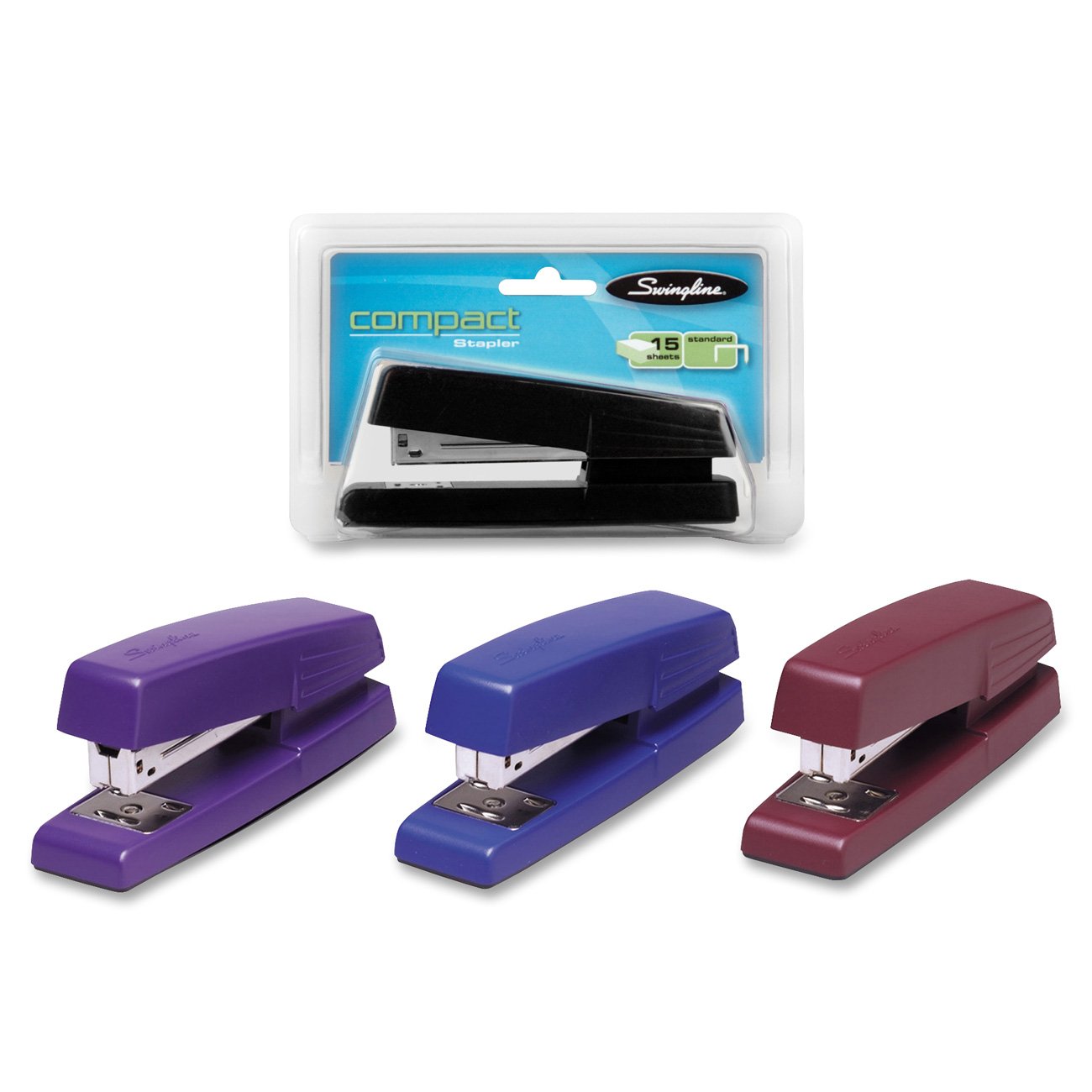 Swingline Compact Stapler, 15 Sheet Capacity, Assorted Colors, Color May Vary (S7078881H)