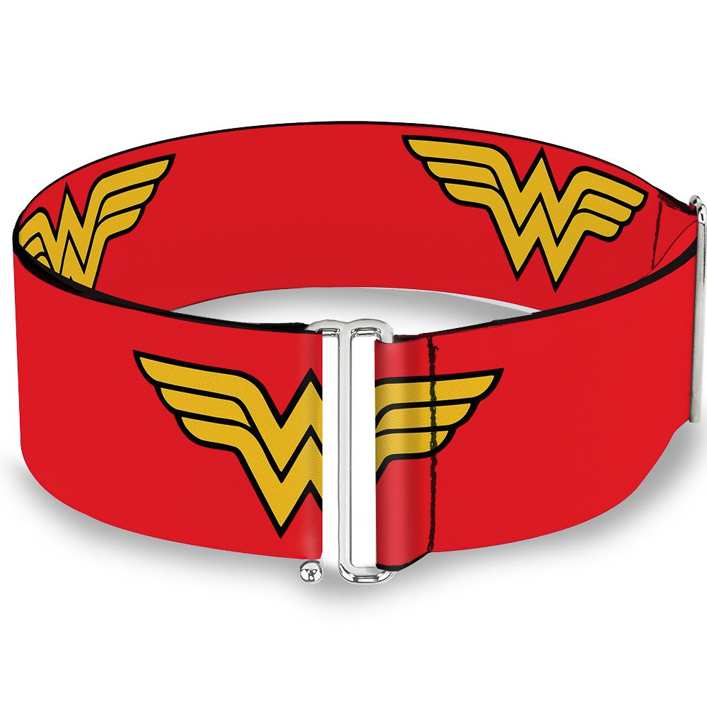 Buckle-Down DC Comics Belt, Cinch Belt Wonder Woman Logo Red, 3.0 Inch Wide, Adjustable