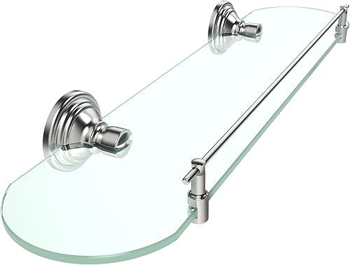 Estante de vidrio para baño, estantes flotantes de vidrio de 20 pulgadas para pared, estantes de vidrio de ducha con barandilla de acero inoxidable