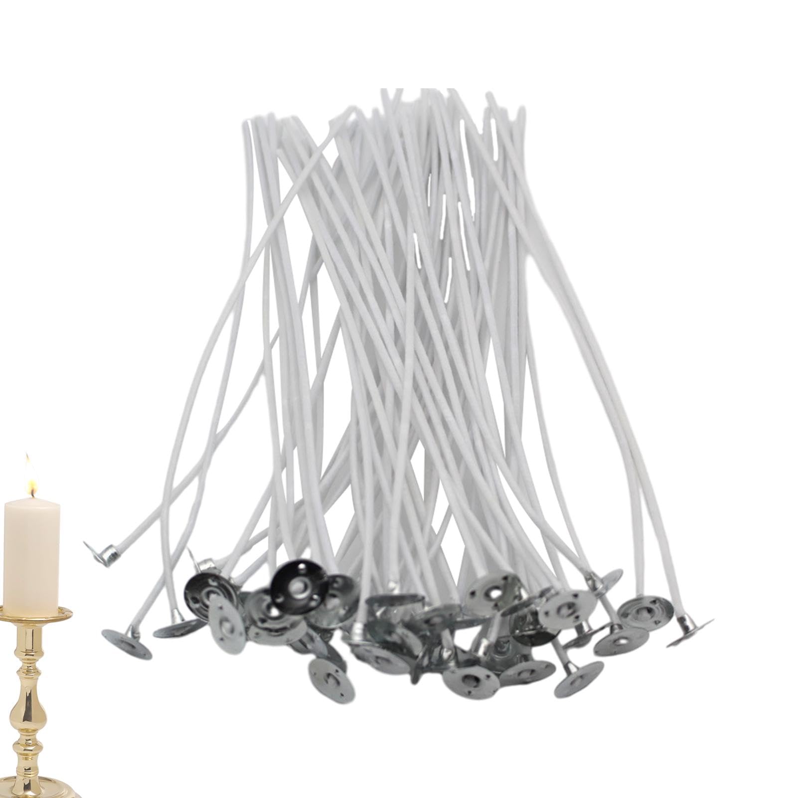 Lot De 50 Mèches De Bougies En Coton Pré-cirées Avec Maintien Métal – Pour Bougies Maison, Huiles Et Créations DIY - 5