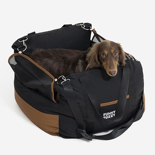 Miniatura 12 de FUNNY FUZZY Asiento de automóvil impermeable para perros pequeños y medianos de hasta 35 libras, asiento elevador para mascotas desmontable y