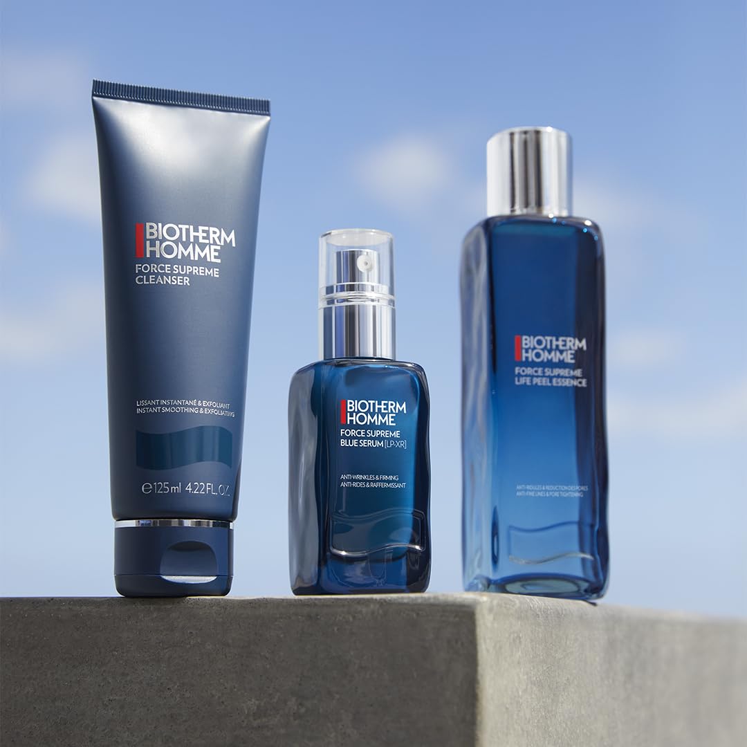 Biotherm Homme Force Supreme Life Peel Essence, an Anti-Fine Lines & Pore Tightening Peeling for Men with Sensitive Skin, with Peeling Acids, Smoothes and Refines Skin Texture, 5 Fl. Oz
