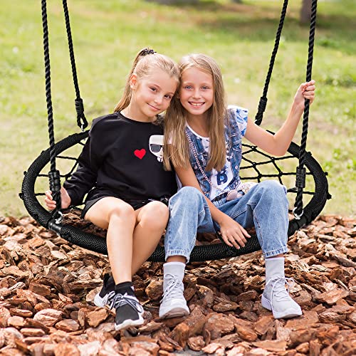 Super Deal 40'' Spider Web Tree Swing Net Swing Platform Rope Swing 71" Detachable Nylon Rope Swivel, Max 660 Lbs, Extra Safe And Durable Steel Frame, Fun For Kids #TOP1