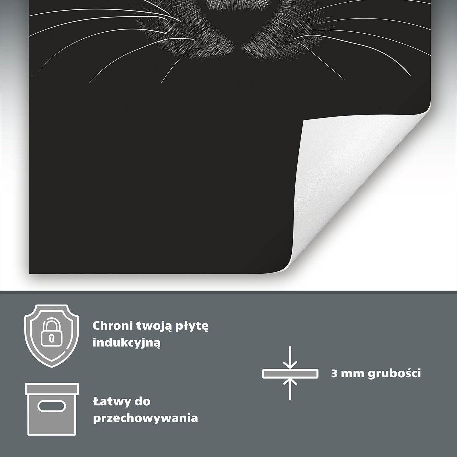 Copertura Tappetino Piano Induzione 30x52 cm Cucina Coprifornelli Protezione per Piano Induzione - nero - gatto