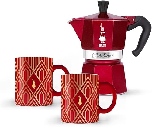 Bialetti Set Moka Express 3 Tazas + 2 Tazas Art Deco