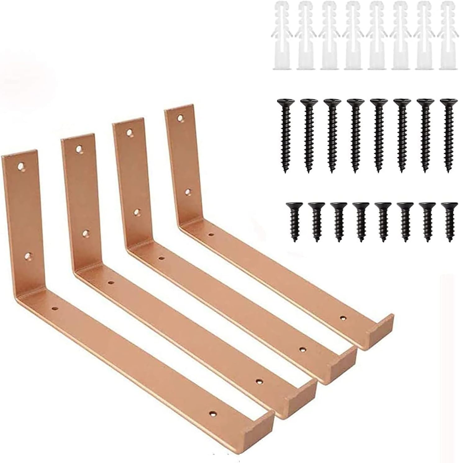 Amazon.co.jp 4個パック シェルフブラケット 8インチ 高耐久 つや消しブラック ウォールブラケット リップ付き