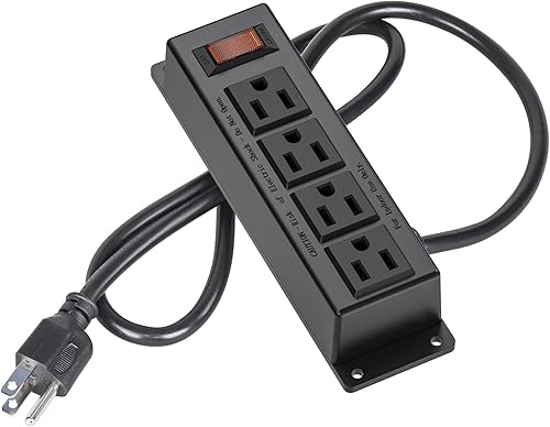 Regleta de protección contra sobretensiones con USB PD de 20 W, tira de toma de corriente montable con 4 salidas de CA y 3 puertos USB de carga