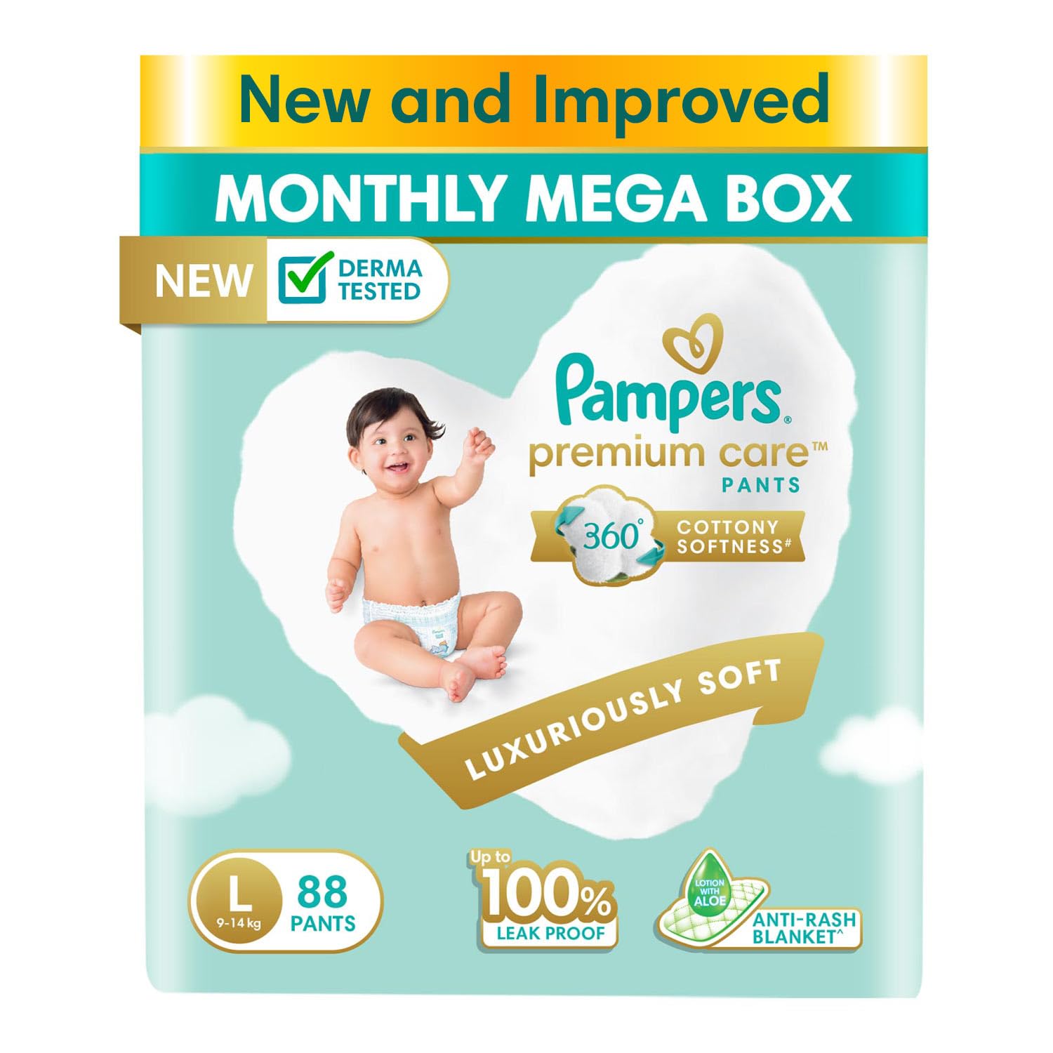 Pampers Premium Care Pants, Large size baby diapers (L), 88 Count, Softest ever Pampers pants Pampers Premium Care Pants, Large size baby diapers (L), 88 Count, Softest ever Pampers pants