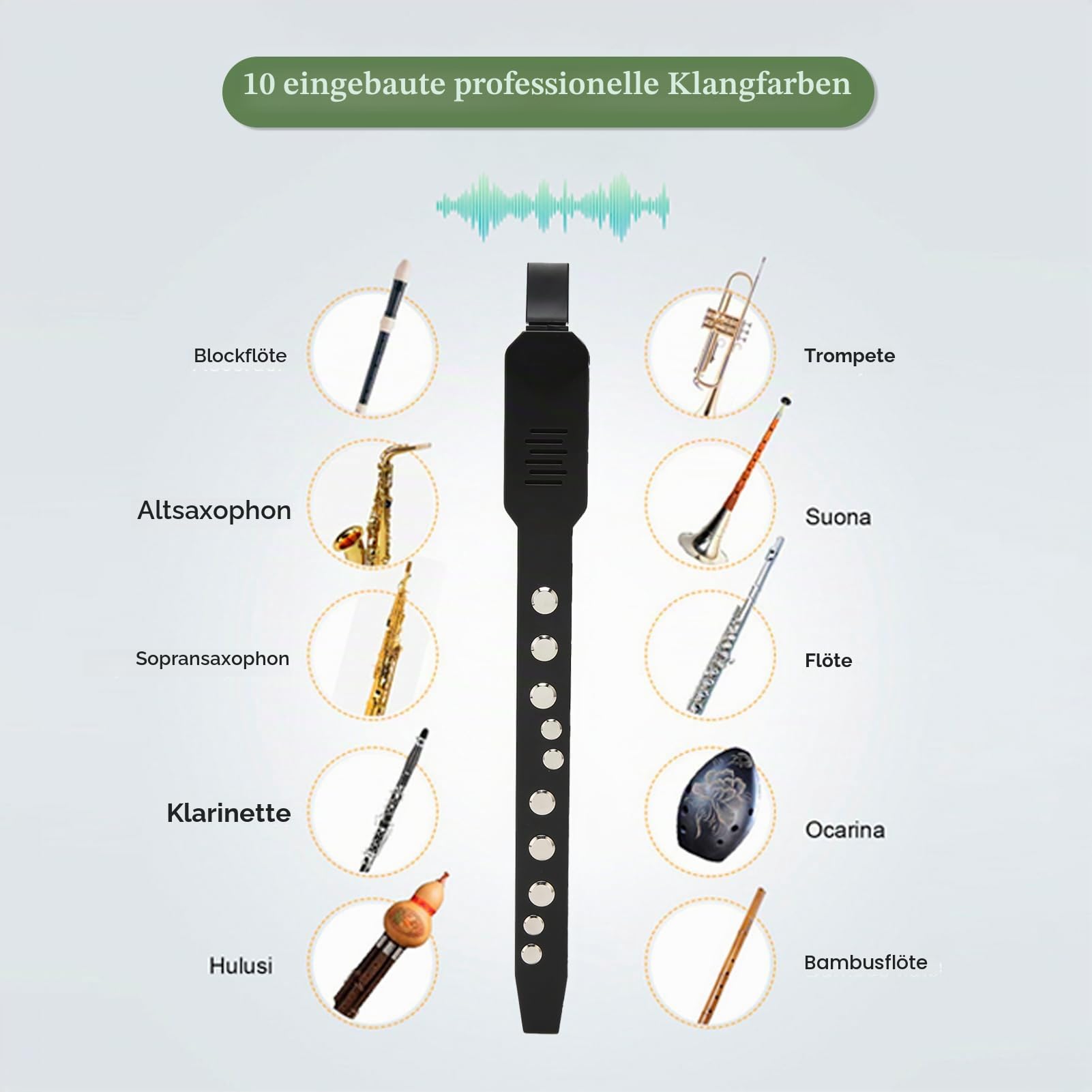 Saxophon, Digitales Blasinstrument, Wiederaufladbares Blasinstrument, elektronisches Blasinstrumenten-Set, Eingebauter 2-W-HiFi-Lautsprecher, mit 12 Begleitungen, für