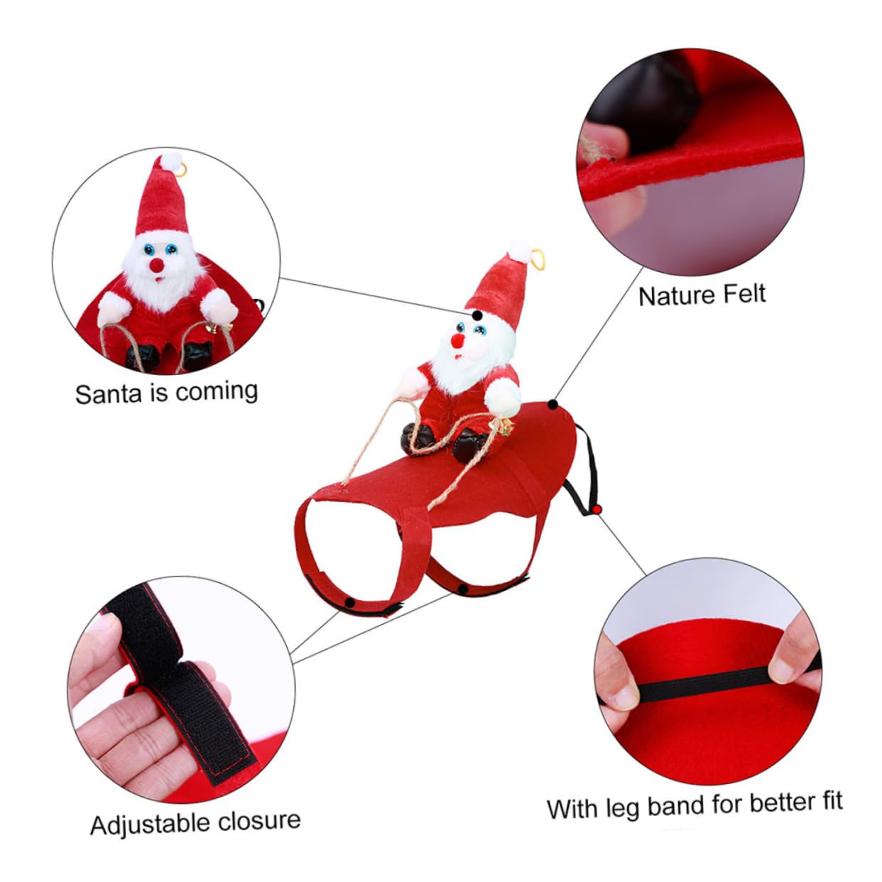 POPETPOP 3 Pezzi Abbigliamento Per Animali Domestici Cappotto Per Cani Da Babbo Natale Costumi Da Festa Per Cani Rosso Taglia Vestito Per Animali Domestici