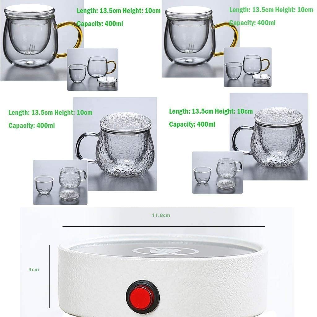 Taza De Café Calentador Posavas, Taza Eléctrica Leche Tea Bebida Placa De Calefacción, Taza De Termostato De Agua Hervida De Alta Temperatura, Blanco (Color : A)