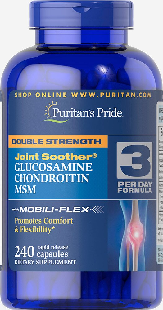 Puritan's Pride Glucosamine Chondroitin MSM Capsules, 3 Per Day Formula