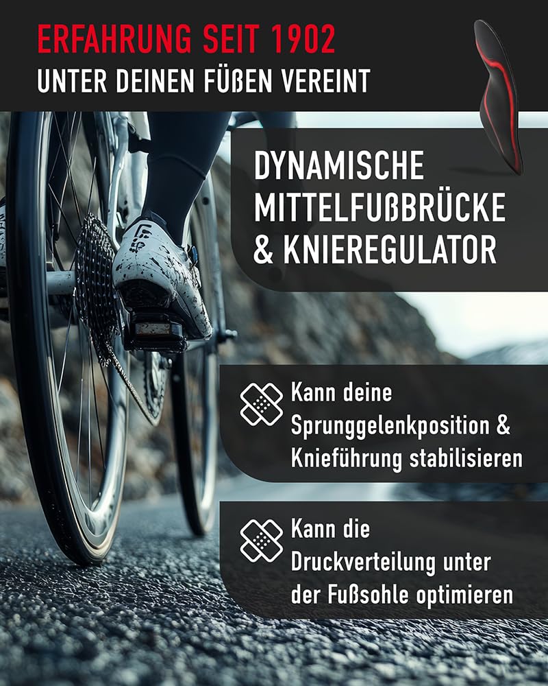 SPORT BIKE - Einlegesohlen für Fahrradschuhe - Einlagen für Sportschuhe - Leicht zu reinigen für Sport & Freizeit - Atmungsaktiv, kühlend und langlebige Schuheinlagen für Damen & Herren