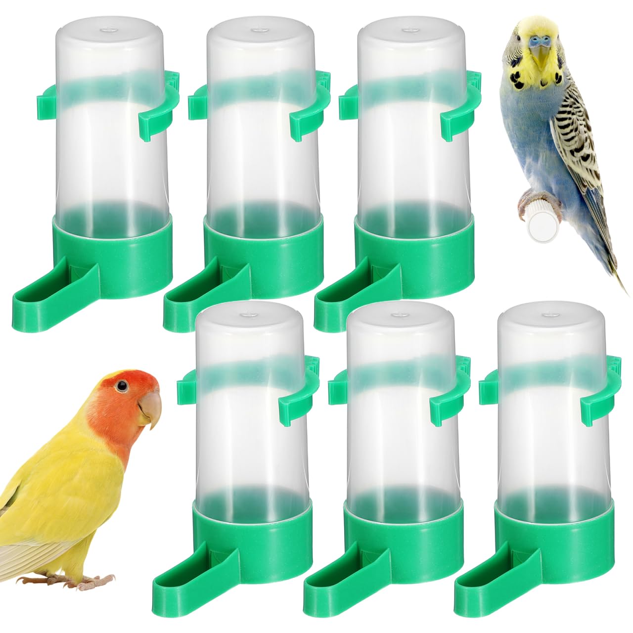 Hohopeti Distributeur d'eau Automatique pour Oiseaux en Cage 10 Pièces Abreuvoir pour Perroquets Et Pigeons Anti-Gaspillage 60Ml Bec Incliné Fixation Universelle en Plastique Abs Robuste