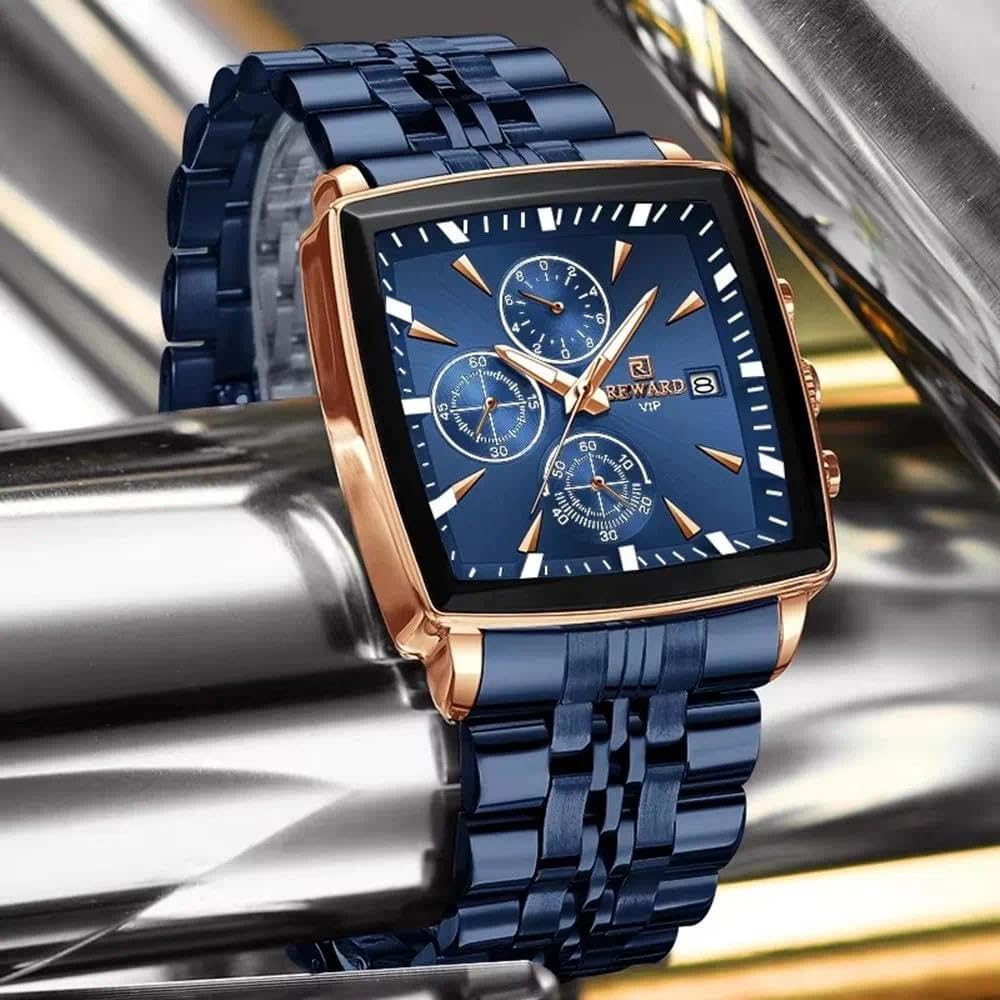 Reloj rectangular de cuarzo para hombre, reloj de pulsera de lujo, reloj de negocios, manecillas luminosas, resistente al agua