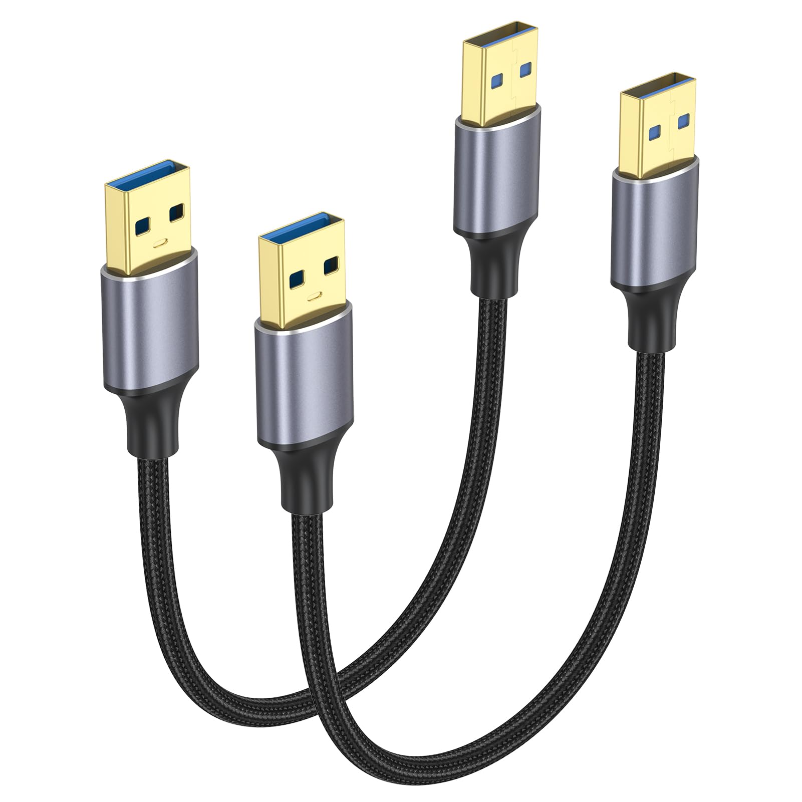 Photo 1 of ApoJodly USB Cable 6 inch 2-Pack, Short USB A to USB A Cable Male to Male 3.0 Double Sided Cord 0.5FT Compatible with Hard Drive, Laptop Cooler, KVM, DVD Player and More
