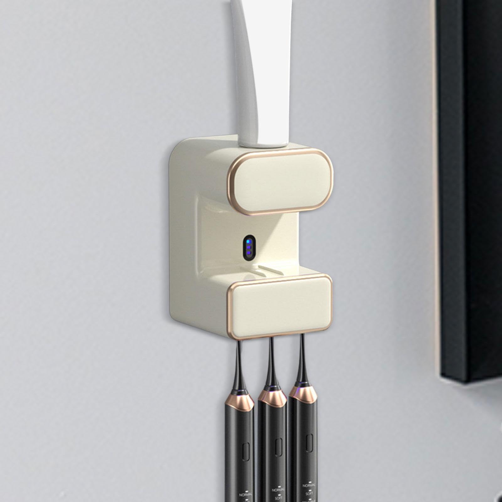 Dispensador Eléctrico de Pasta de Dientes, de Pared, Organizador de Pasta de Dientes, Soporte para Pasta de Dientes Y Cepillo de Dientes, Accesorio de, Blanco con luz, Individual