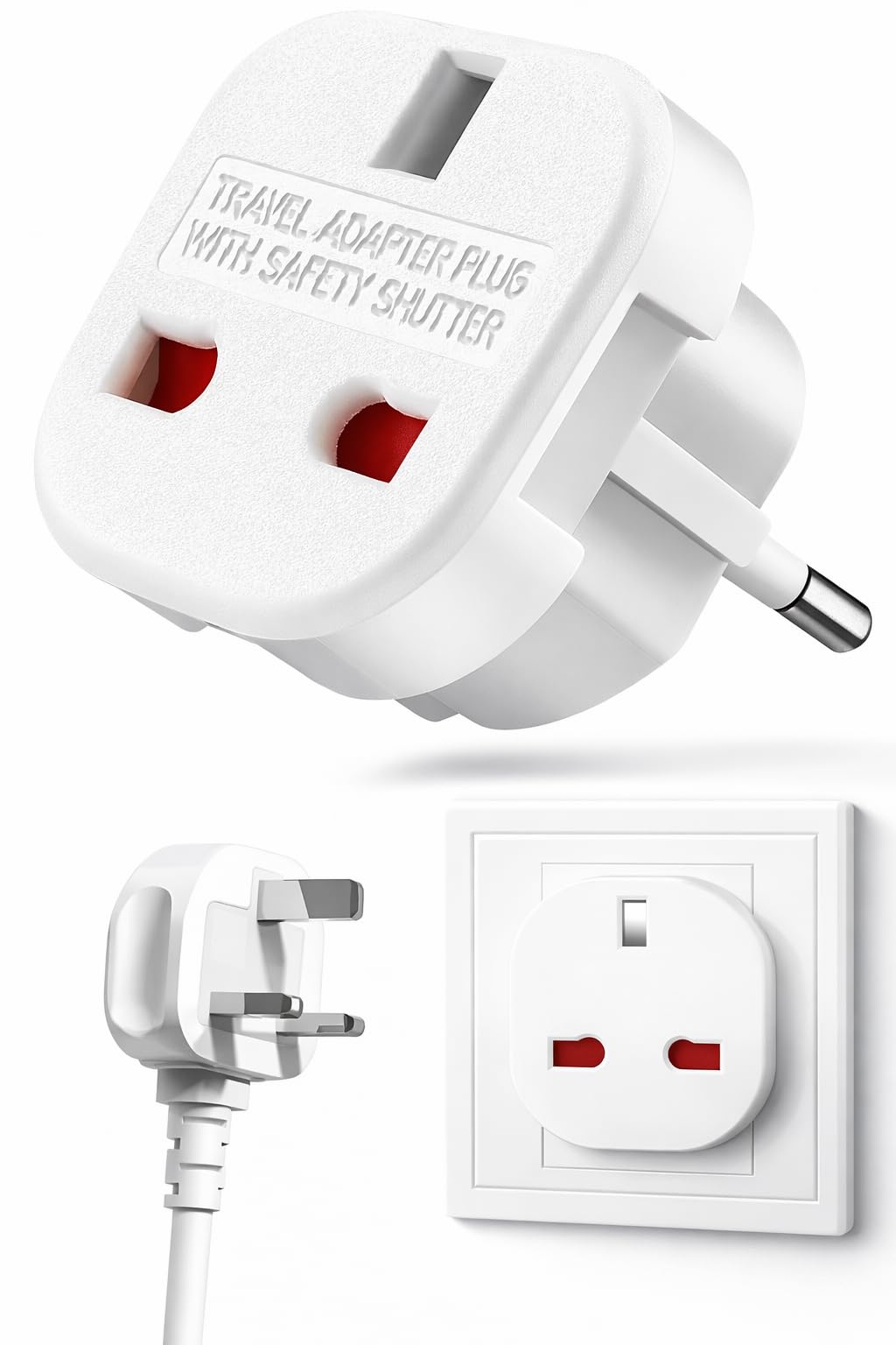 Kyrotech İngiltere’den AB’ye Seyahat Adaptörü, UK G Tip 3 Pin’den Avrupa E/F Tipi 2 Pin Priz Dönüştürücü, Güvenlik Kilitli, 240V 10A, 16A, Fransa, Almanya, Hollanda, Polonya, İsveç Uyumlu