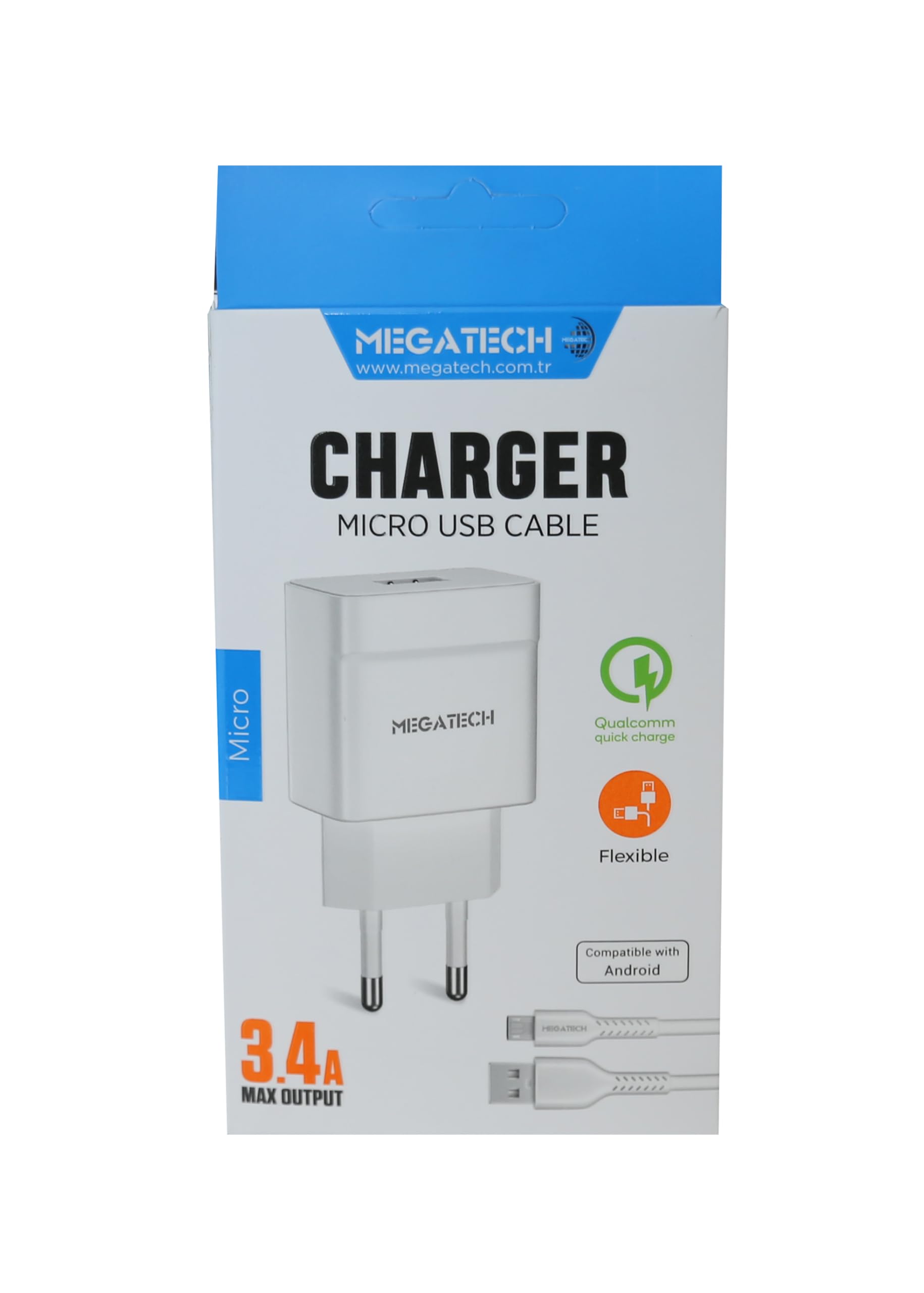 Megatech CC-03 3,4 A kabel Micro USB + adapter do szybkiego ładowania
