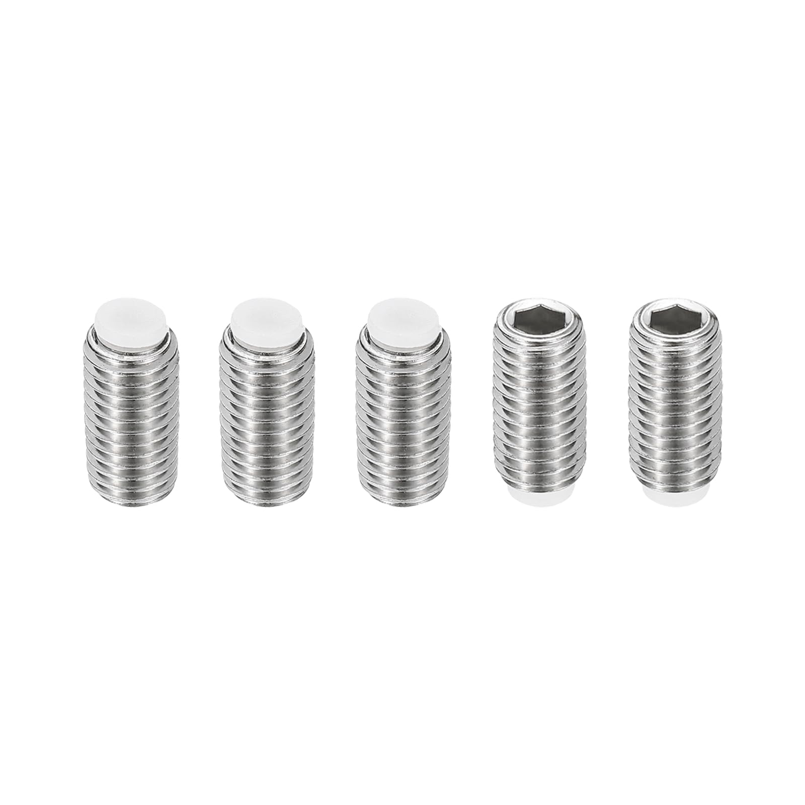 PATIKIL M10x20mm Nylon Tip Grub Screw, 5pcs 304 Stainless Steel Metric Hex Socket Head Cup Point Anti Slip Set Screws Internal Hex Drive Hardware