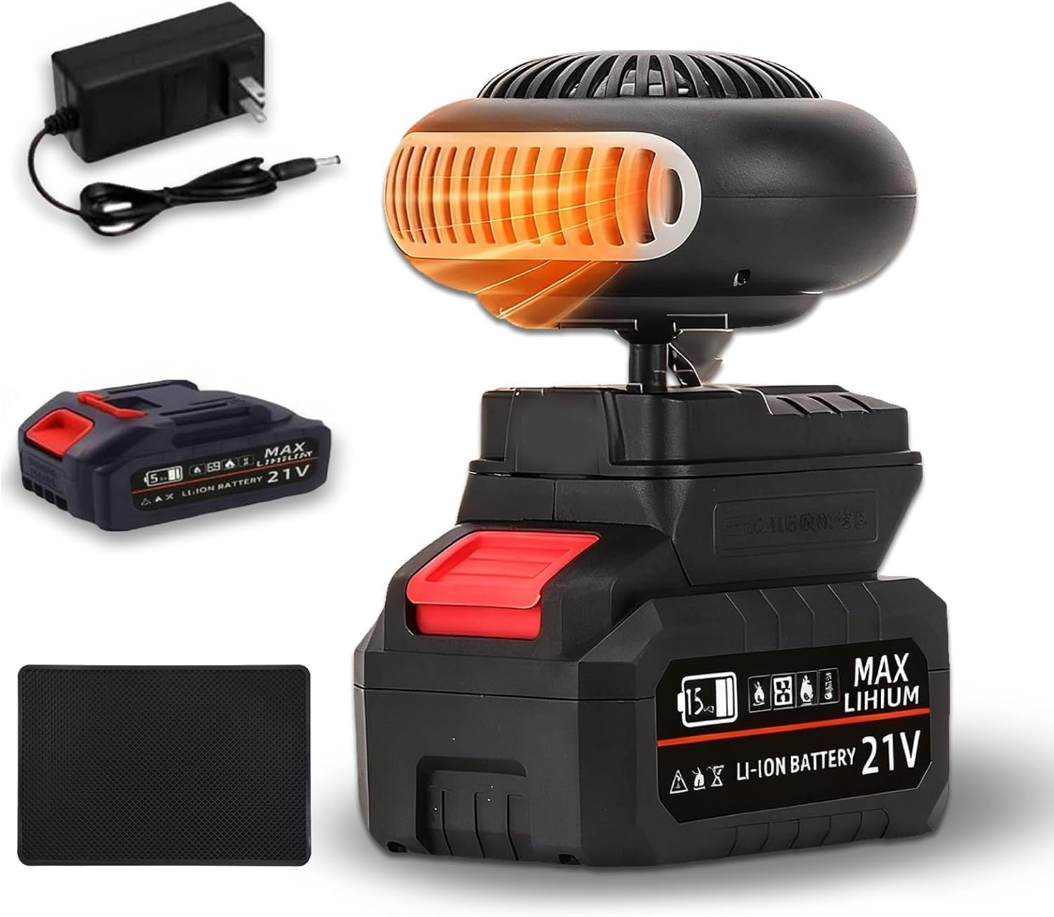 Portable Battery Powered Space Heater, 2026 Upgraded Battery-Operated Heater, Rechargeable Space Heater, for Car Window Defog,With 1/2PCS 1500mah Battery,For Camping Indoors,Long Heating (1x 5-cell)