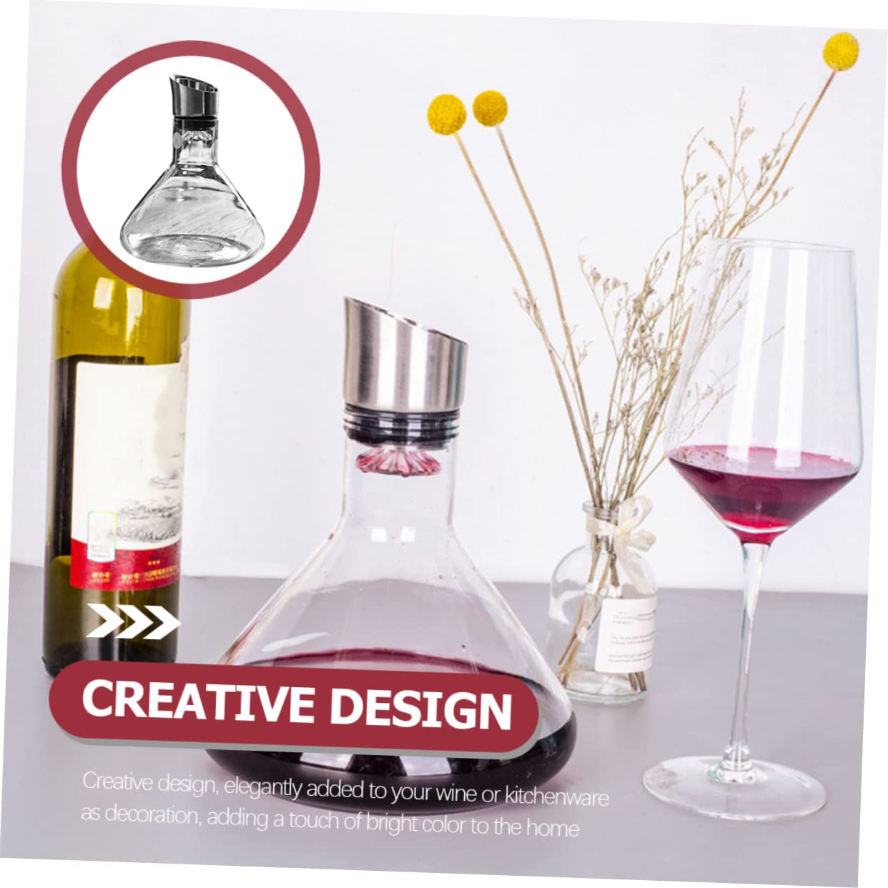 MAGICLULU Decanter per Vino Trasparente Divisore per Liquori Domestici Caraffa per Vino da Bar