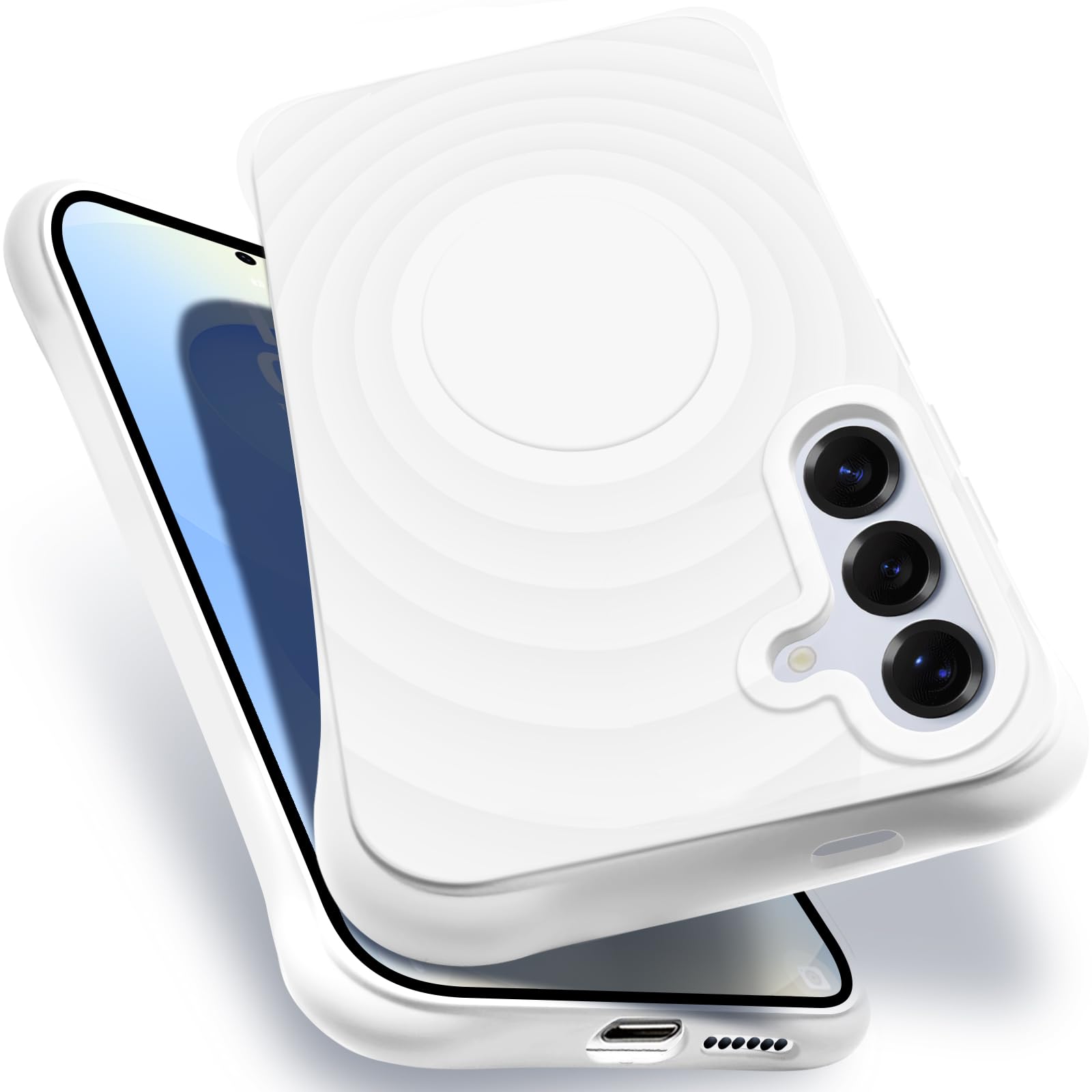 For Galaxy S26用 MagSafe対応 ケース 耐衝撃 米軍MIL規格 スマホケース シリコン 保護ケース ギャラクシーS26用 カバー ストラップホール付き 傷つけ防止 ワイヤレス充電対応（ホワイト）