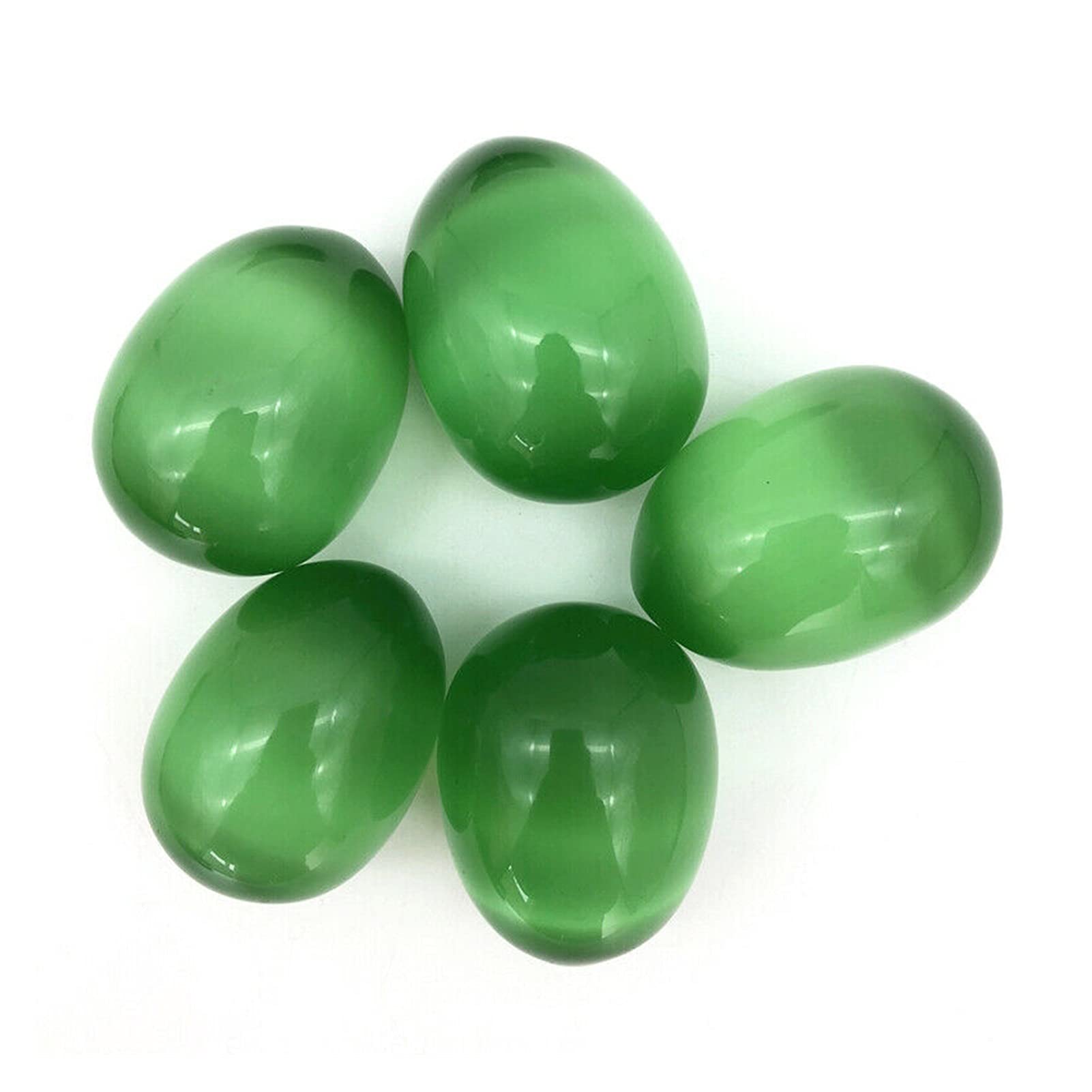 Piedras curativas Shitou2231 en forma de huevo, 5 gemas de ojo de gato verde para meditación