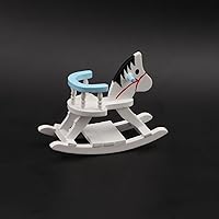 Vista 3 de Silla mecedora en miniatura para casa de muñecas a escala 1:12, accesorios de madera, lindo caballo de caballo, casa de muñecas, decoración de Azul