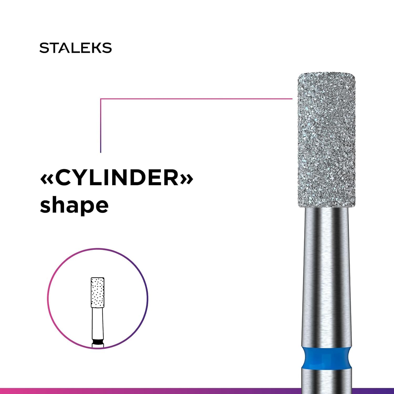 STALEKS PRO Expert Diamond Nail Drill Bit (Cylinder, Blue, 2.5mm Head / 6mm WP) β Medium Abrasiveness for Delicate Cuticle Polishing & Skin Processing in Hardware Manicure/Pedicure 3