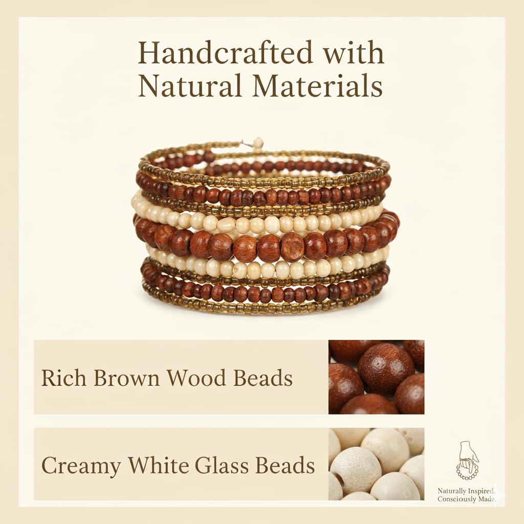 DCA Bracciale da donna in legno/vetro multicolore