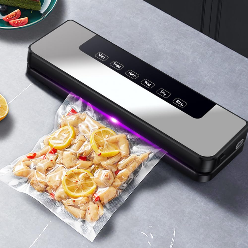 Macchina di sigillatura sottovuoto, 30 cm, dispositivo sottovuoto, confezionare sigillatrice automatica per alimenti di aspirazione con 10 sacchetti (5 grandi e 5 piccoli) per sigillare alimenti