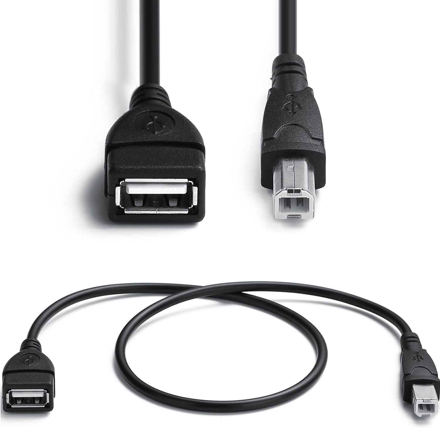 AMUU 2 Pack USB 2.0 Cables A Female to USB B Male Cable for Printer,Length is 20 Inches,A/F to B/M,Type-A F to M Extender Connection