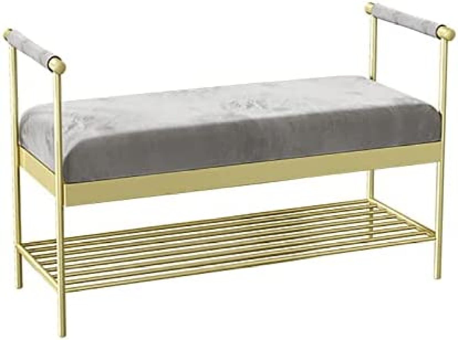 Banc d'extrémité de lit moderne en velours pour ranger vos chaussures