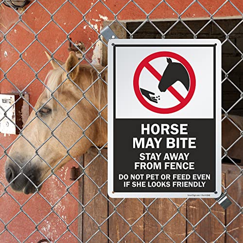 Panneau pour clôture de prairie cheval may bite signalétique extérieure - 3