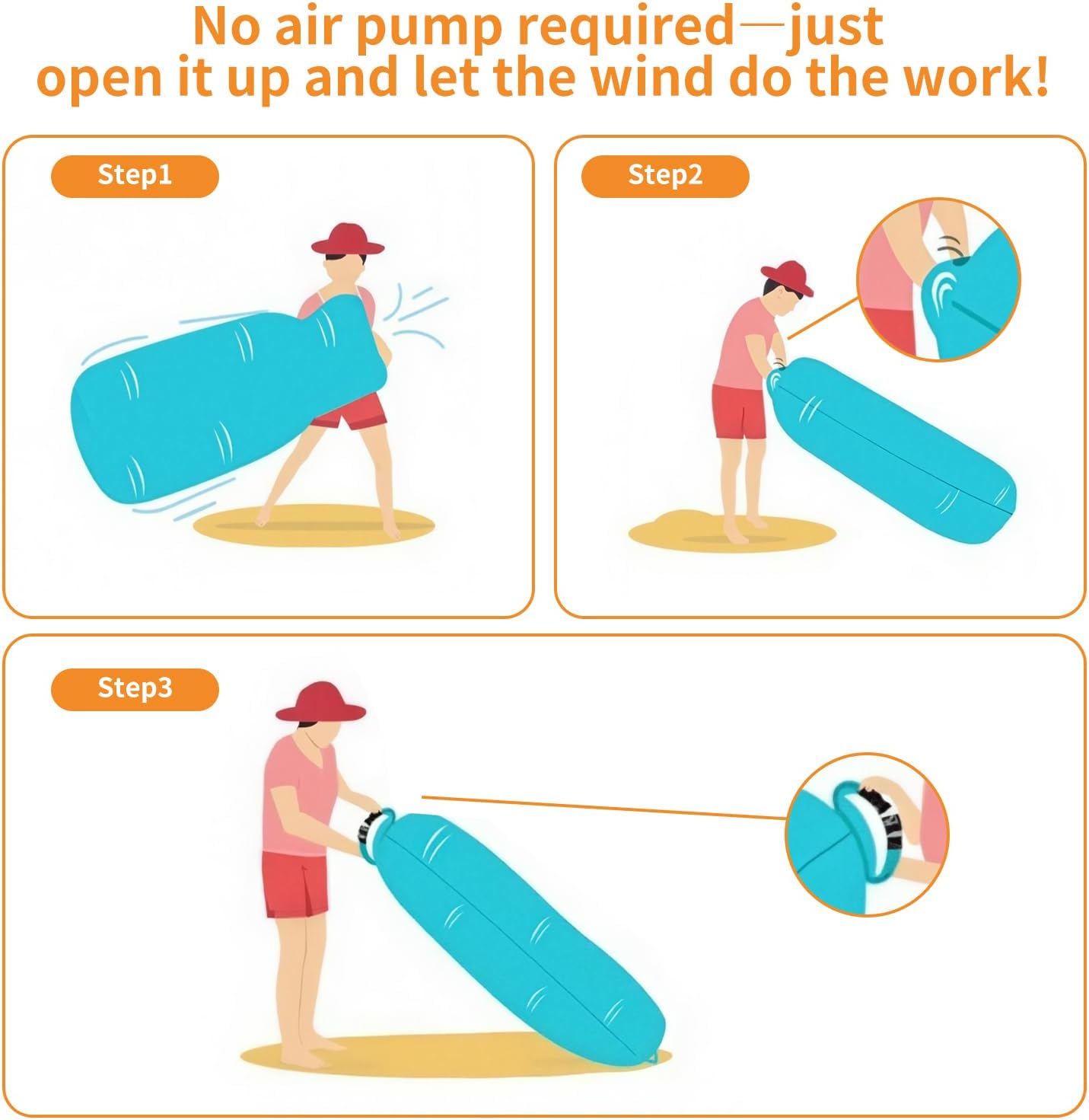 Inflatable Loungers with Matching Bag Foldable Air Sofa Hammock with Pillow Beach Chair Air Lounger Inflatable Beach Lounger Chair for Camping Travel Picnic Lakeside